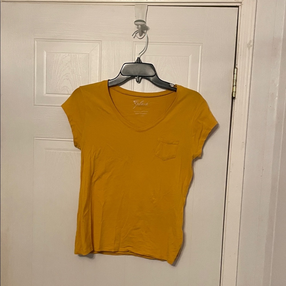 Splash Mustard V-Neck Women's Top